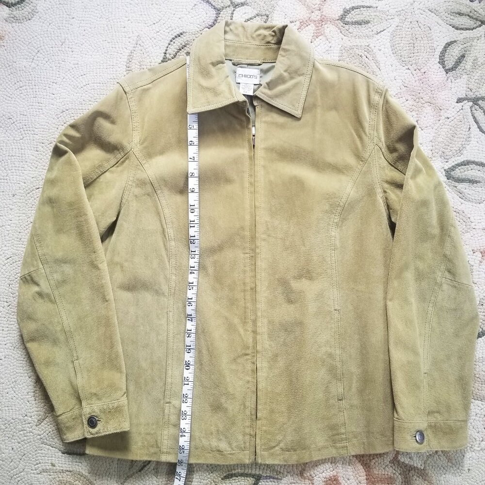 Chico's Suede Jacket in Earthy Bleached Greenish Beige-ish Color - Picture 8 of 10